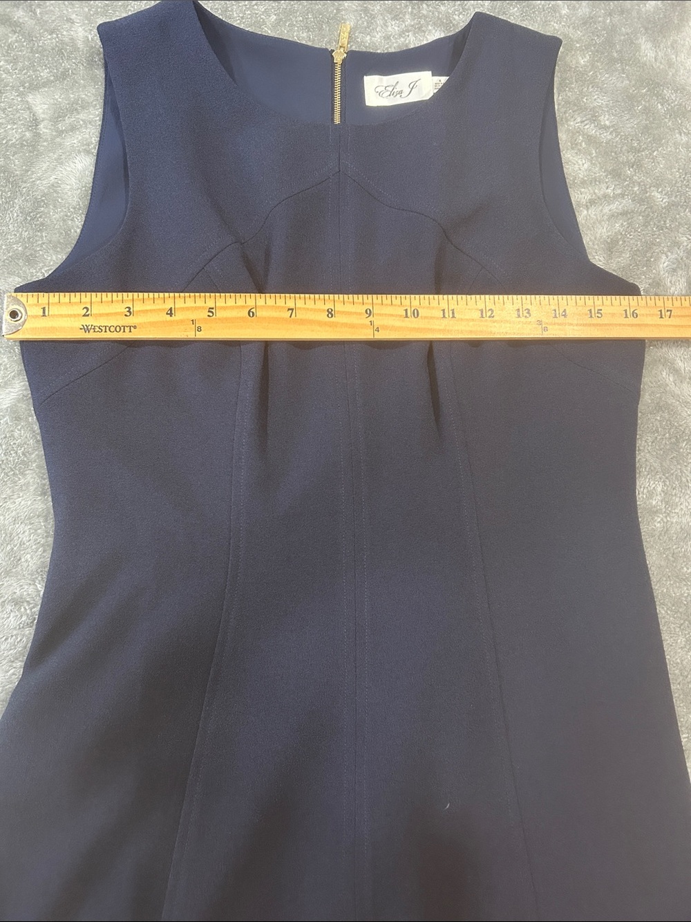 Eliza J Navy Blue Fit & Flare Midi Dress 6 New Sleeveless Career Cocktail NEW - Picture 5 of 14